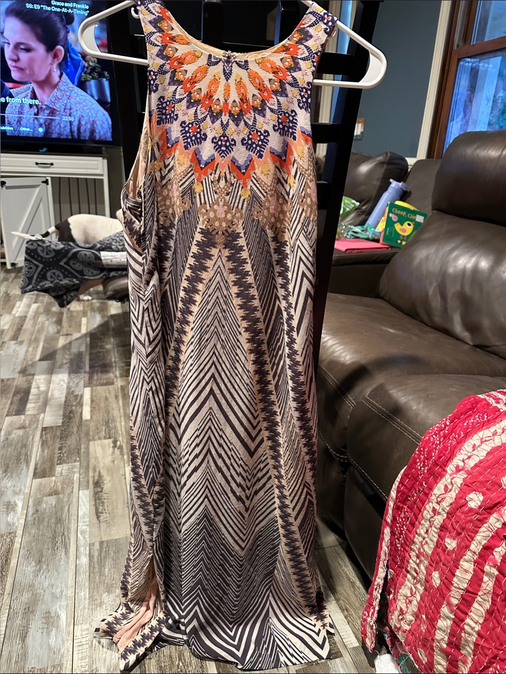 HD in Paris Maxi Dress — Orange, Blue, Beige, Black Pattern